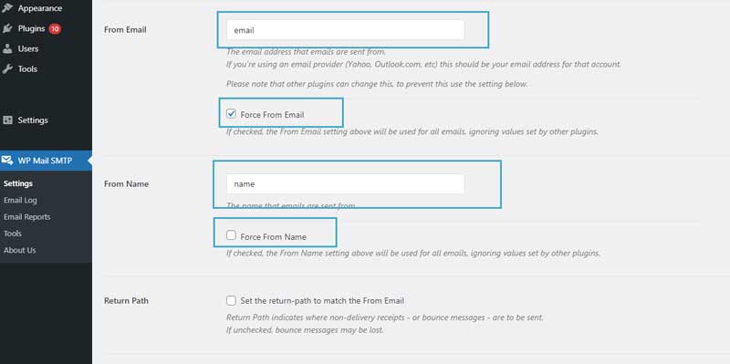 how to do smtp configuration for wordpress email settings